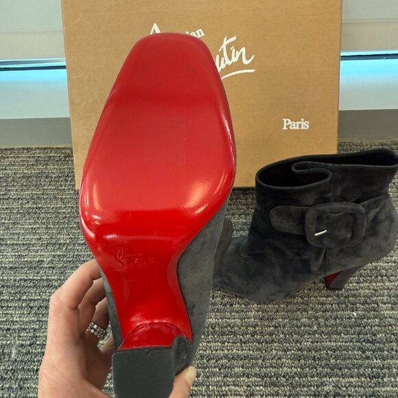 Christian Louboutin Gray Suede Ankle Booties with Buckle - NEVER WORN - Picture 4 of 5